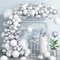 105pcs White and Silver Confetti Balloons Garland Kit, White Metallic Silver and Silver Confetti Party Balloons for Birthday, Graduation, Wedding Party Decoration